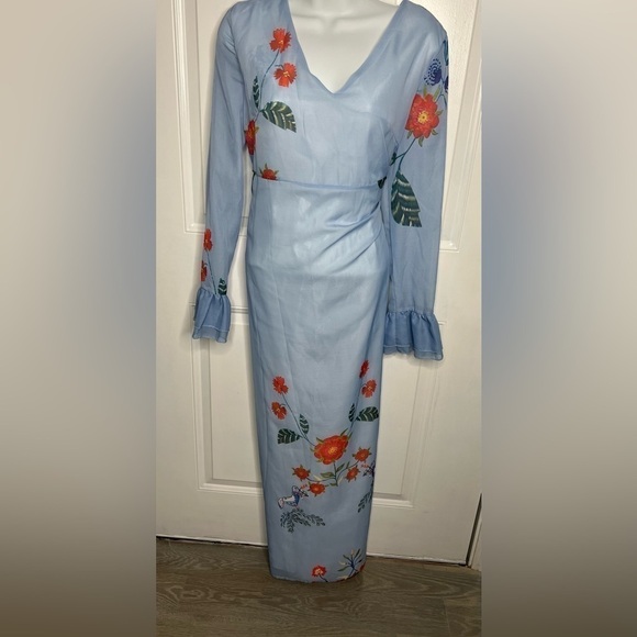 Oc Order Plus Blue Floral Maxi Tea Dress Size L NWT - Picture 8 of 10